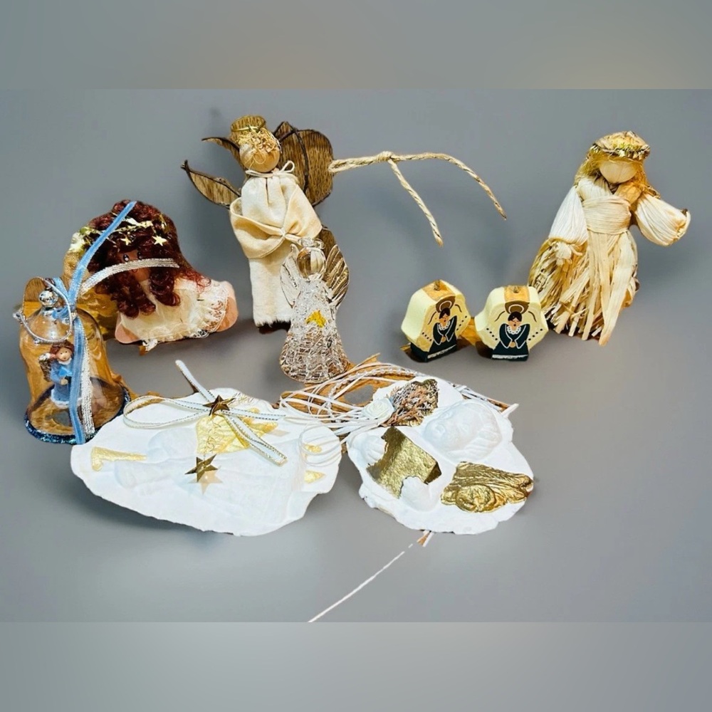 Bundle Of 7 Angel Ornaments Assorted Christmas Tree Decor